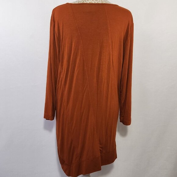 Zenergy by Chico's SZ 2/L Burnt Orange 3/4 Sleeve Scoop Neck Seam Detail Tunic - Picture 10 of 14